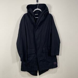 Zephyren Mens Black Hooded Long Jacket J-Fashion Visual Kei Streetwear Grunge L